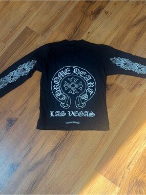 Chrome Hearts Black Long Sleeve Tee with White Logos